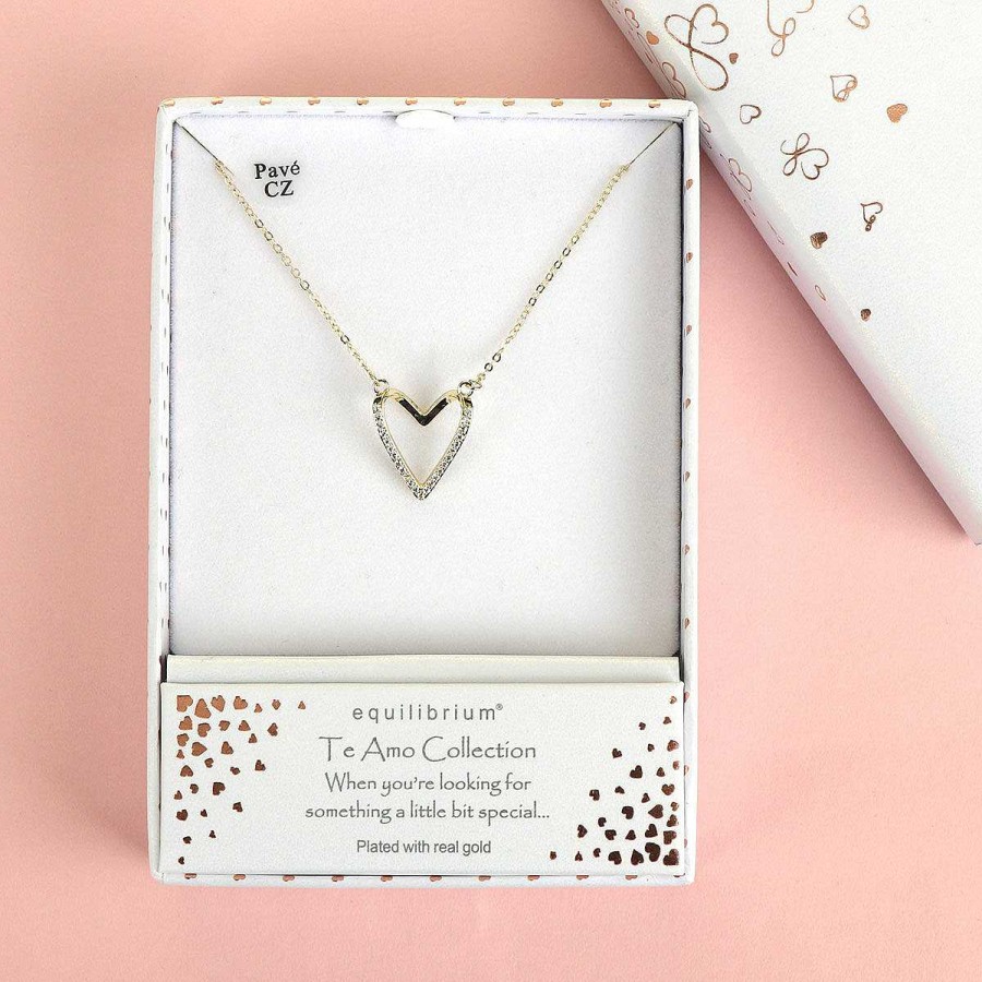 For Bridesmaids | Equilibrium Equilibrium Gold Plated Te Amo 3D Heart Necklace