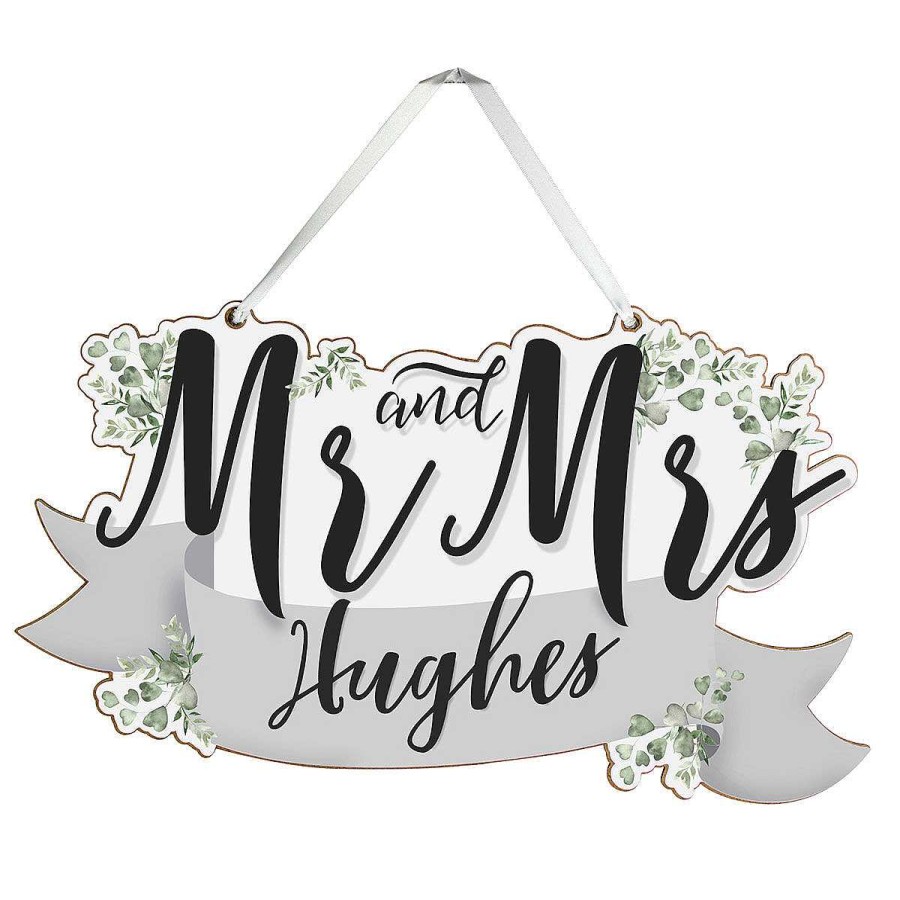 Mr & Mrs Gifts | Temptation Gifts Personalised 'Mr & Mrs' Wooden Hanging Decoration