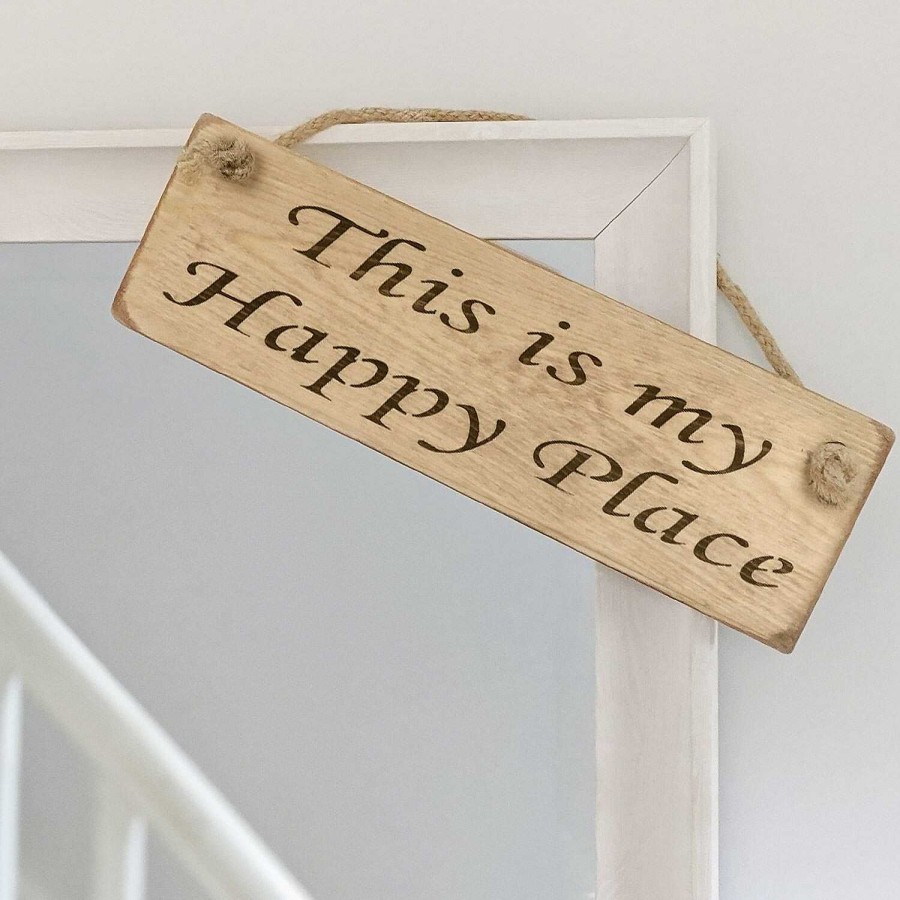 Plaques & Signs | Austin Sloan Austin Sloan 'This Is My Happy Place' Natural Wooden Sign