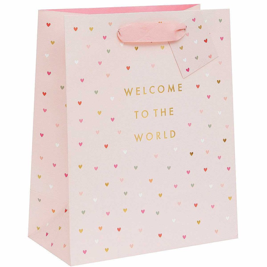 Gift Wrap | Glick Glick 'Welcome To The World' Pink Large Gift Bag