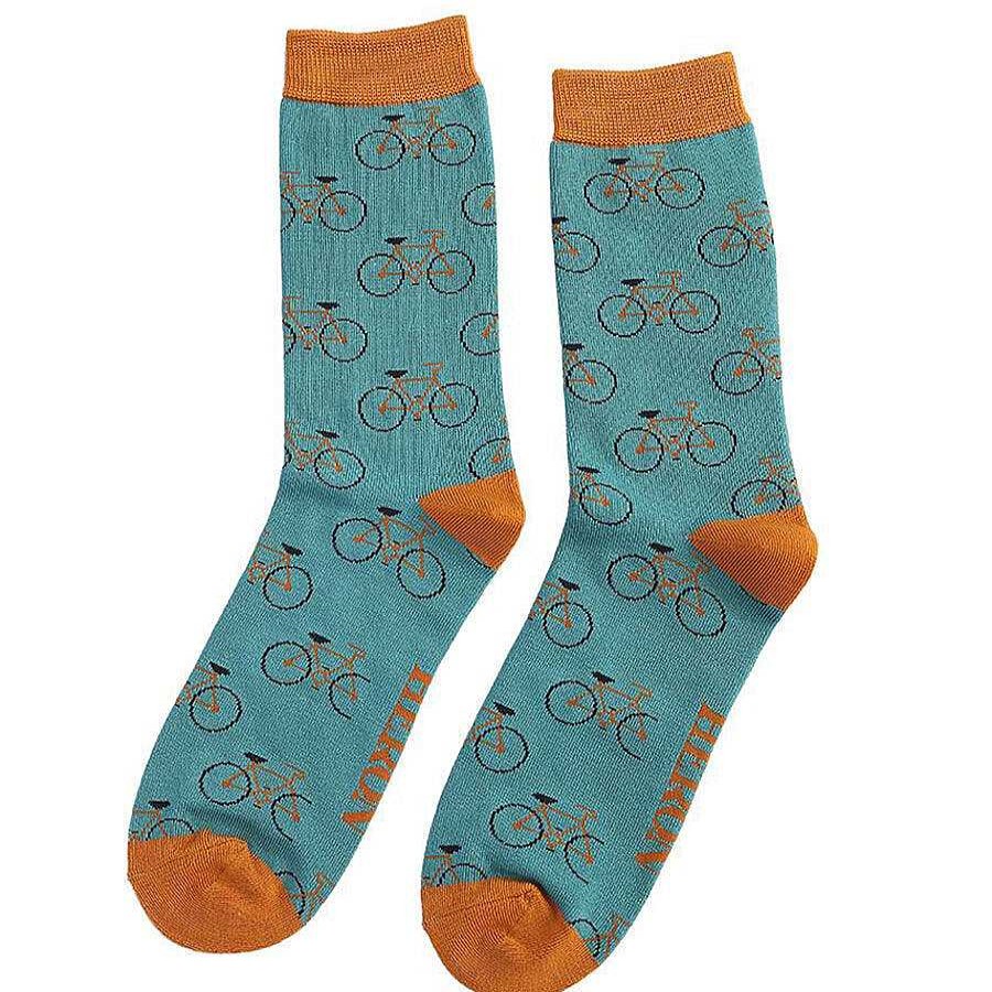 Styles | Mr Heron Mr Heron Green Bike Repeat Men'S Bamboo Socks