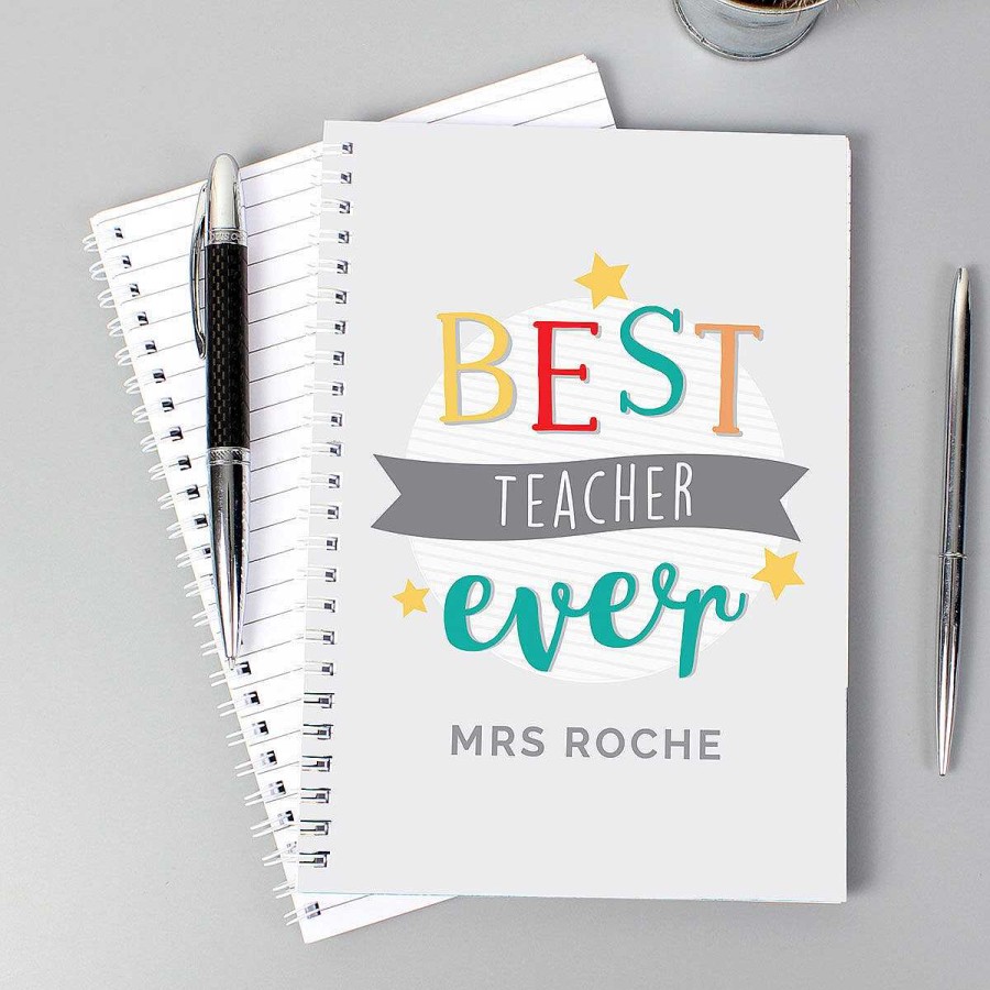 Personalised Gifts | Temptation Gifts Personalised 'Best Teacher Ever' A5 Notebook