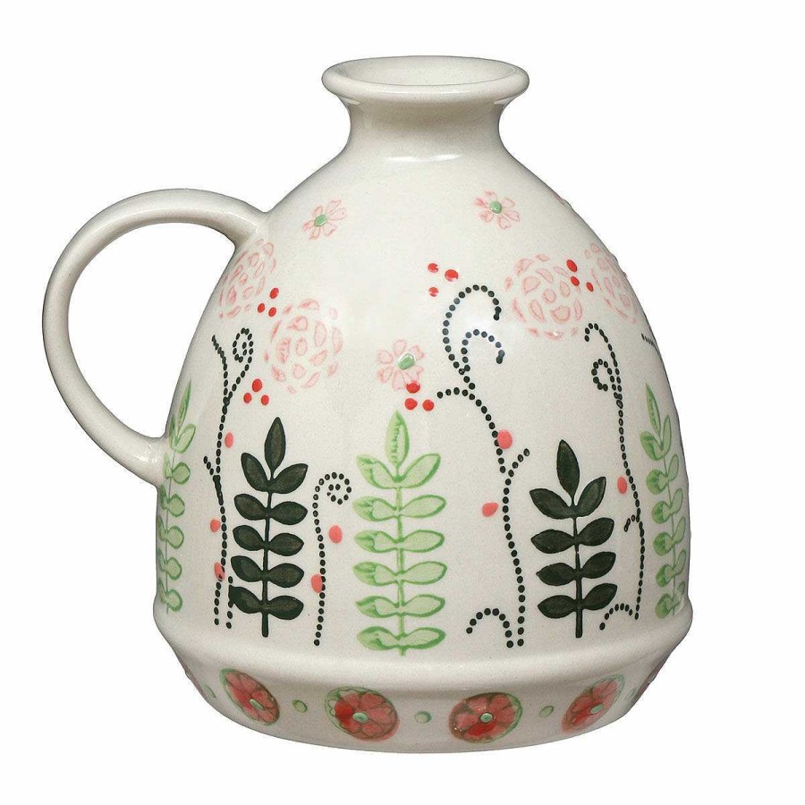 Flower Vases | Langs Langs Cream Floral Debossed Urn Vase With Handle