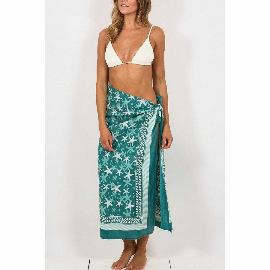 Clothing | Pachamama Pachamama Starfish Green Hand Printed Cotton Sarong