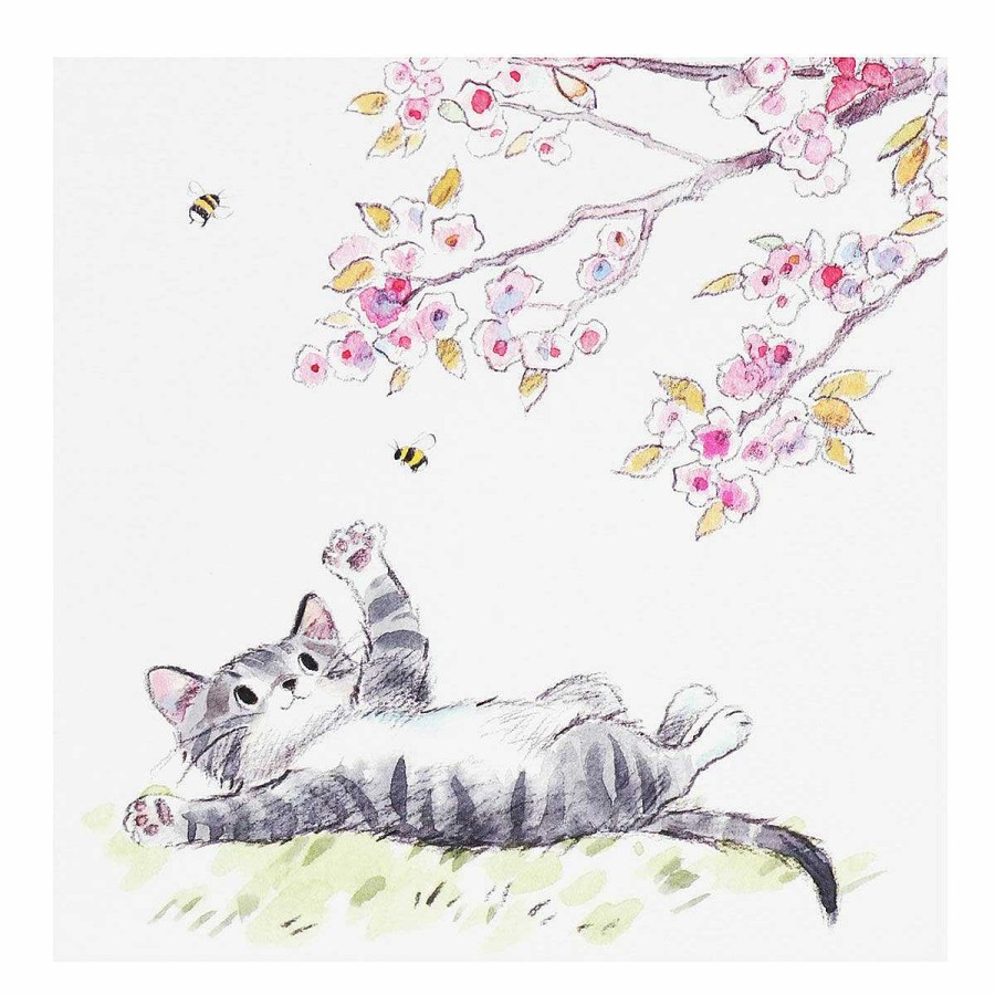 Notecard Sets | Paper Shed Designs Paper Shed Designs Tabby Cat With Cherry Blossom Pack Of 5 Notecards