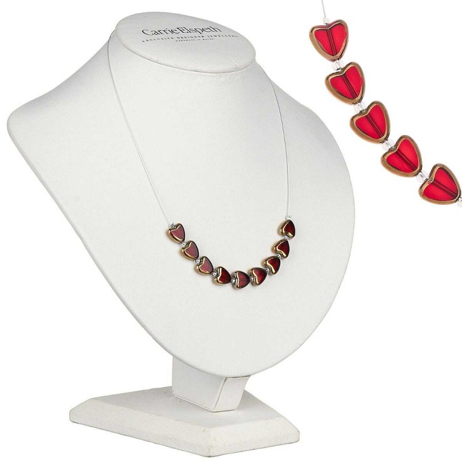 Necklaces | Carrie Elspeth Carrie Elspeth Red Gold Edged Hearts Necklace