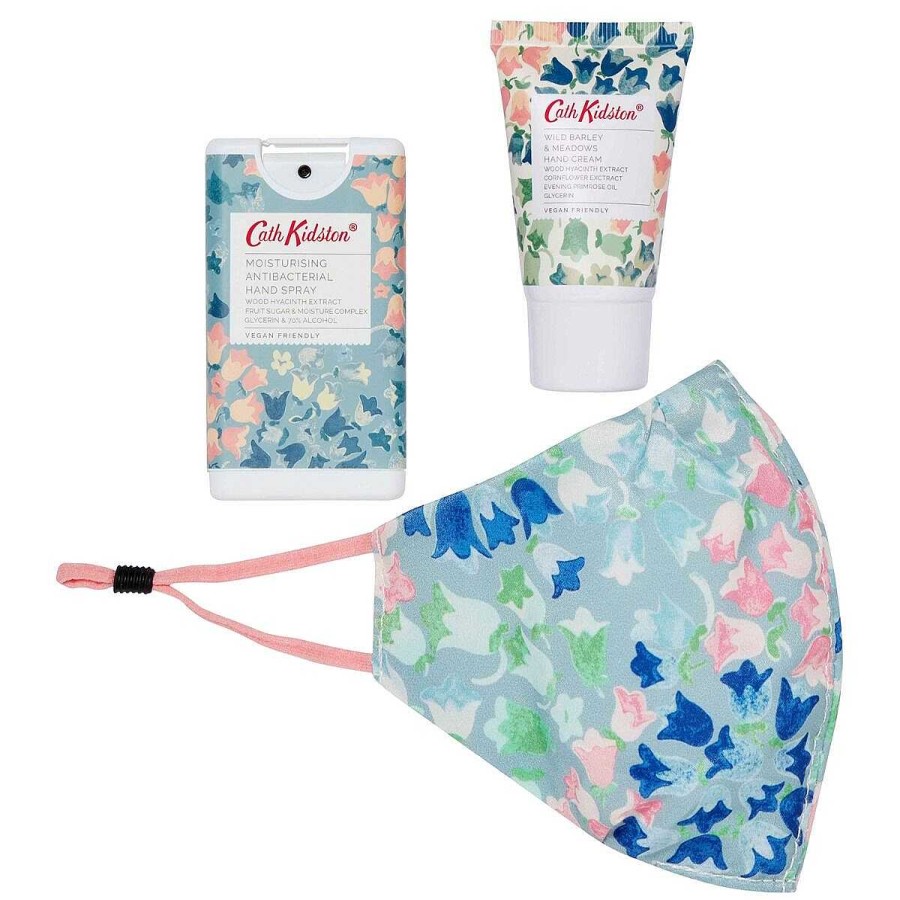 Face Coverings | Cath Kidston Cath Kidston Bluebells Face Mask, Hand Sanitiser Spray And Hand Cream Set