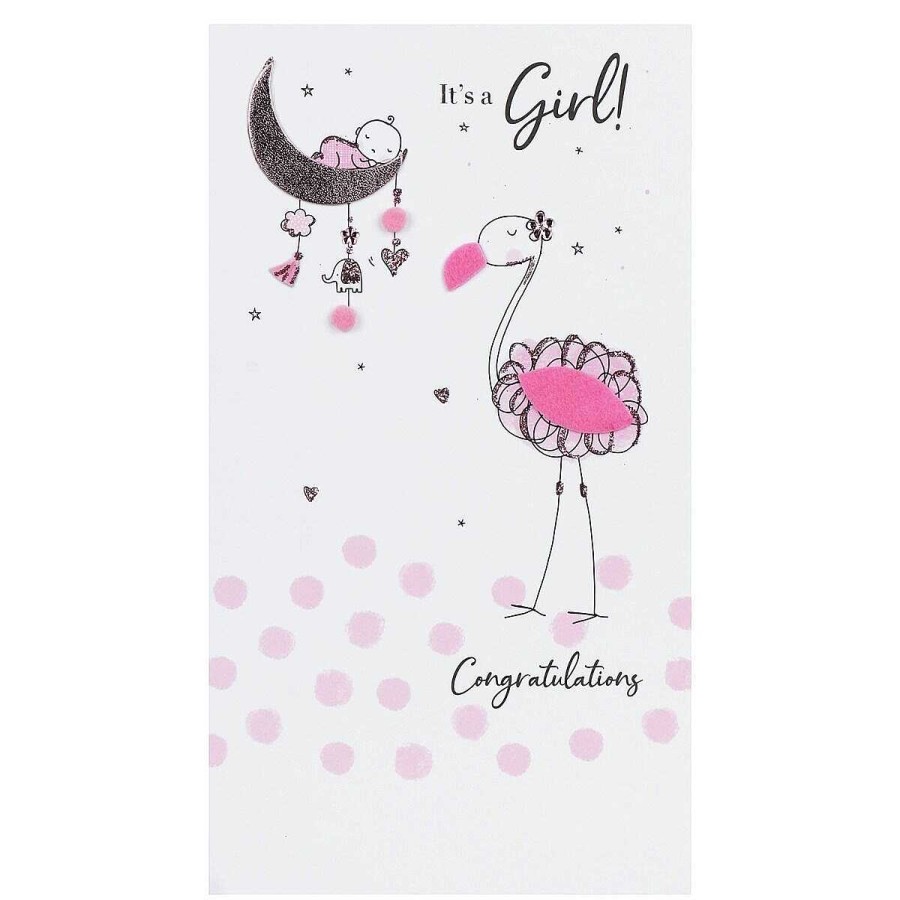 New Baby | Second Nature Second Nature 'Baby Girl' Flamingo & Baby New Baby Card