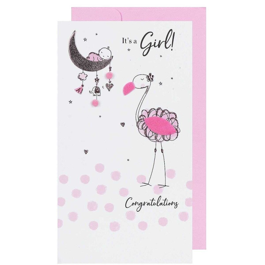 New Baby | Second Nature Second Nature 'Baby Girl' Flamingo & Baby New Baby Card