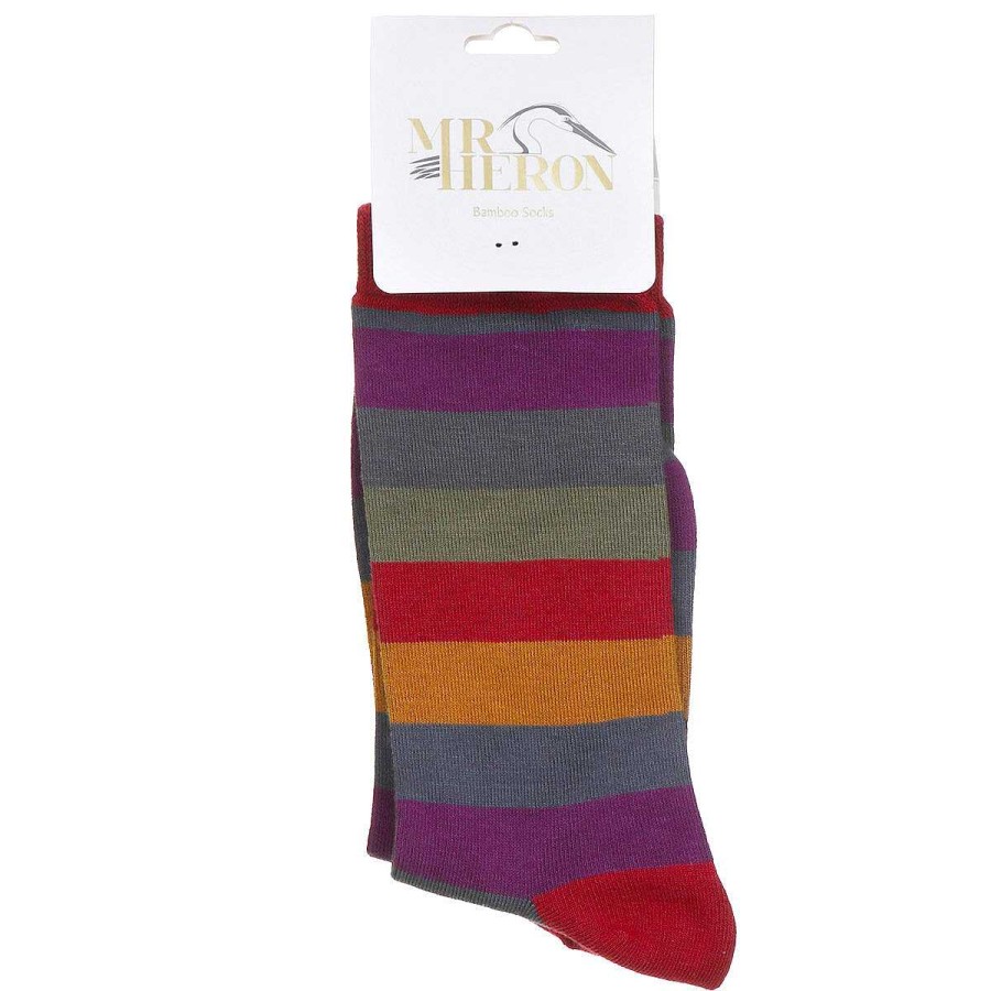 Styles | Mr Heron Mr Heron Dark Thick Stripe Men'S Bamboo Socks