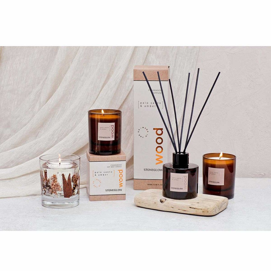 Glass Candles | Stoneglow Stoneglow Elements Wood Palo Santo & Amber Botanical Wax Candle