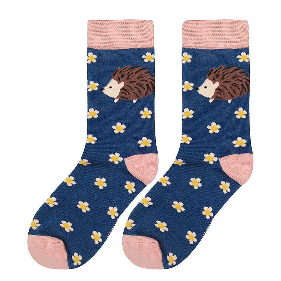 Fashion & Jewellery | Miss Sparrow Miss Sparrow Navy Hedgehogs & Daisies Girls Bamboo Socks