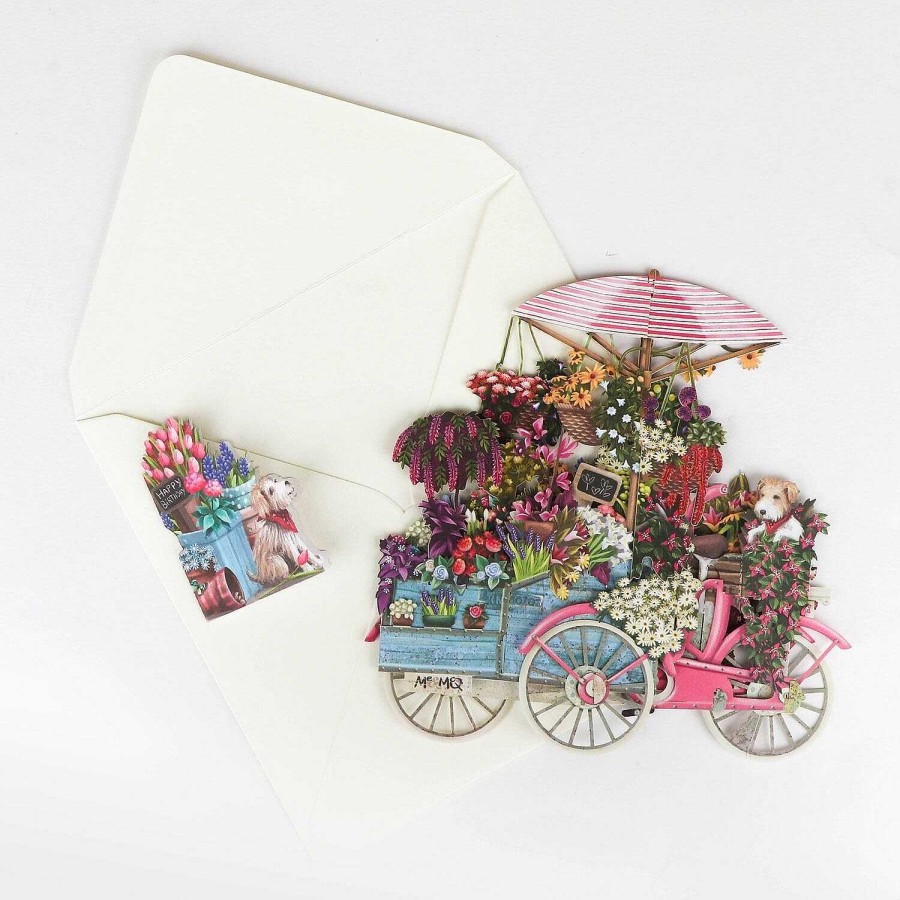 3D Birthday Cards | Me & McQ Me & Mcq "Flower Seller'S Pink Bicycle" 3D Birthday Card