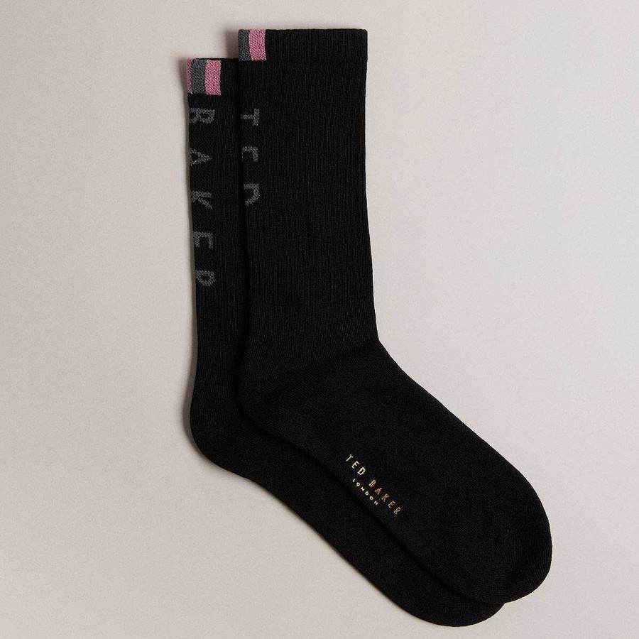 New In | Ted Baker Ted Baker Redhot Black Branded Men'S Sports Socks