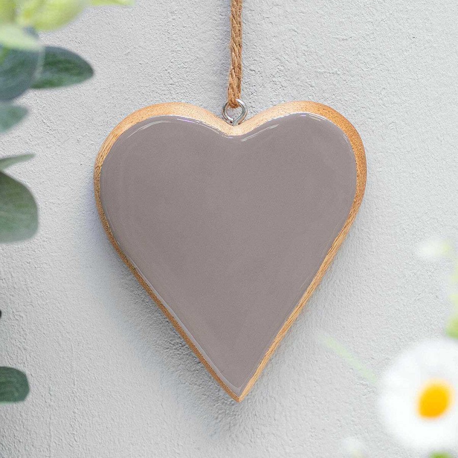 Wedding Decorations | Transomnia Transomnia Grey Enamelled Wooden Heart Decoration