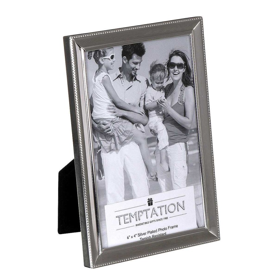 Photo Albums & Frames | Temptation Temptation Silver-Plated Narrow Dotted Edge Photo Frame 4X6