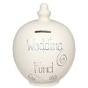 Money Pots | Temptation Temptation 'Wedding Fund' Silver On Cream Money Pot