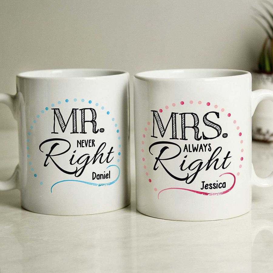 Mr & Mrs Gifts | Temptation Gifts Personalised 'Mrs Always Right, Mr Never Right' Set Of 2 Mugs