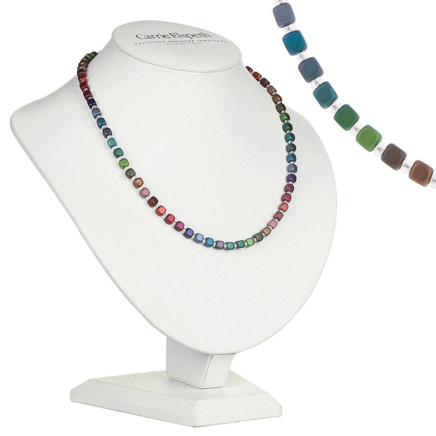 Necklaces | Carrie Elspeth Carrie Elspeth Rainbow Satin Cubes Full Necklace