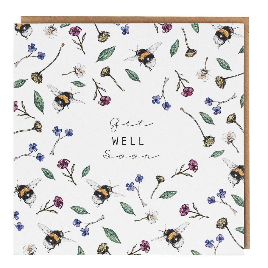 Get Well Soon | Toasted Crumpet Toasted Crumpet Bumblebees White 'Get Well Soon' Card