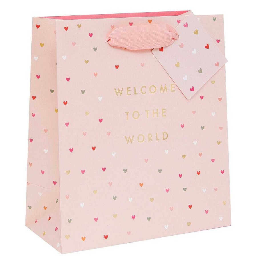 Gift Wrap | Glick Glick 'Welcome To The World' Pink Medium Gift Bag