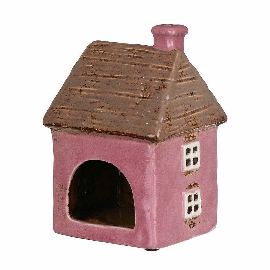 Candle Accessories | Village Pottery Village Pottery Pink Thatched House Tealight Holder