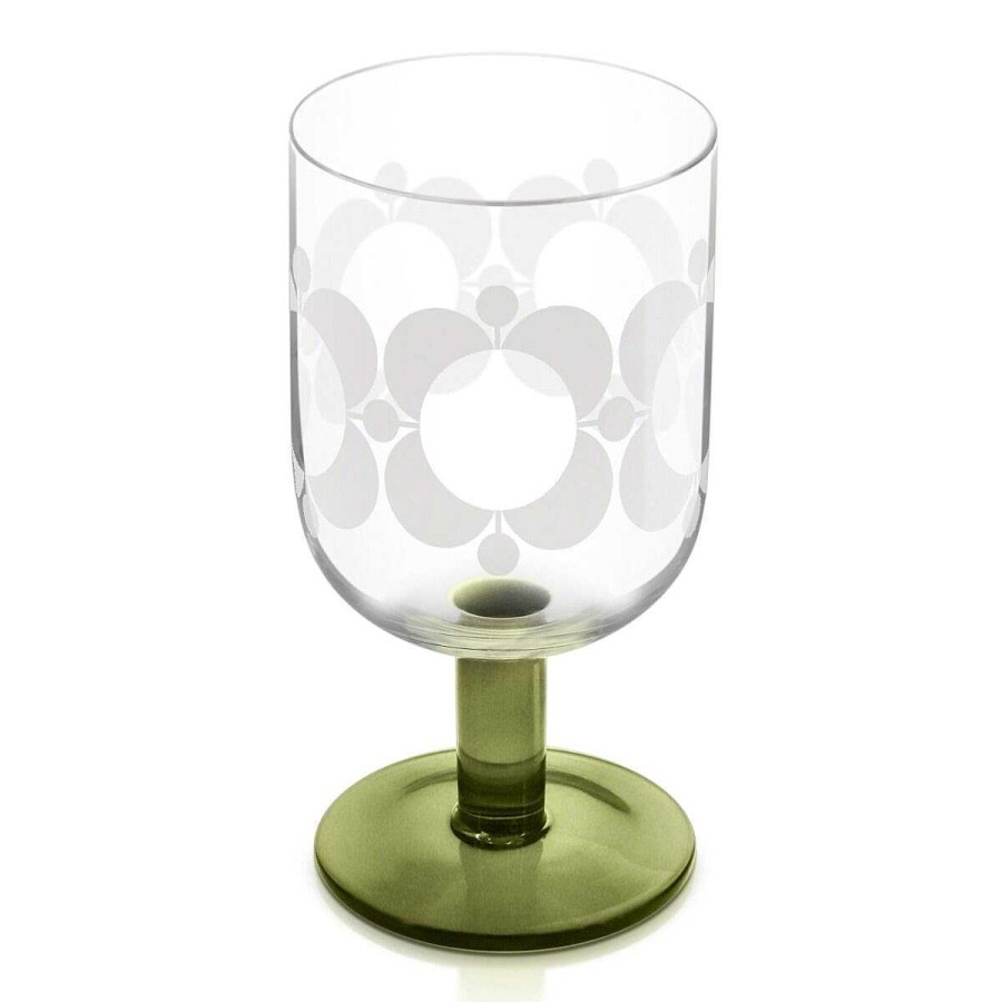 Glassware | Orla Kiely Orla Kiely Atomic Flower Green Shades Set Of 4 Wine Glasses