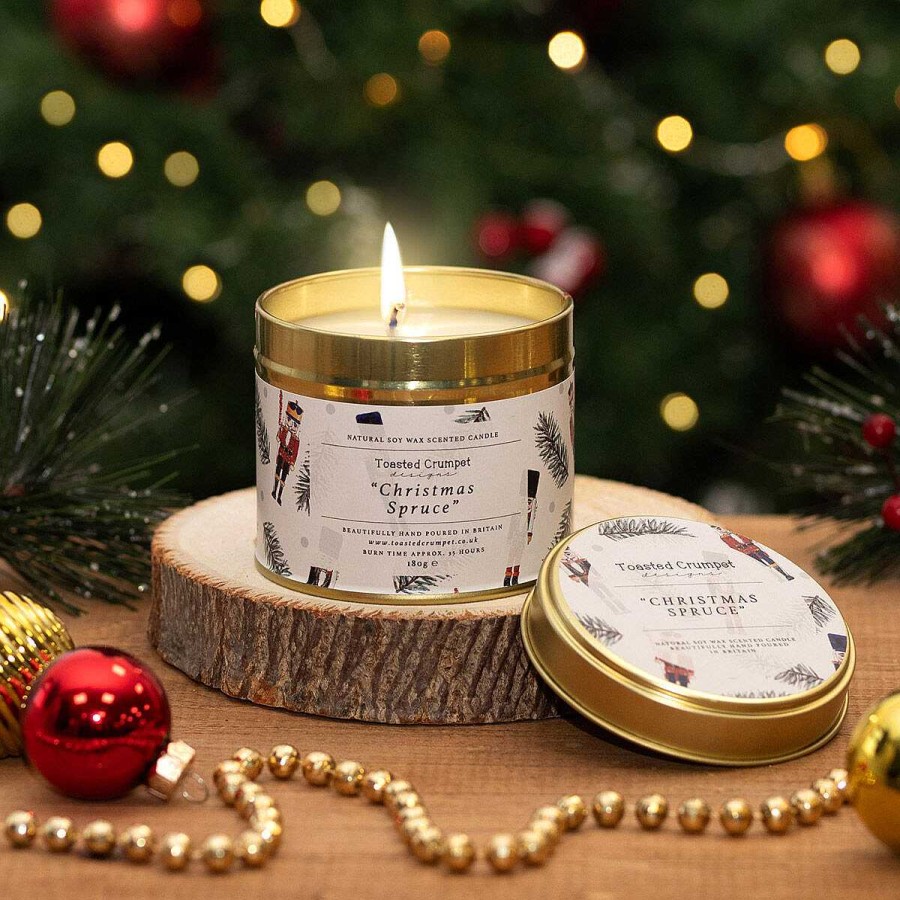 Tin Candles | Toasted Crumpet Toasted Crumpet 'Nutcracker' Christmas Spruce Tin Candle