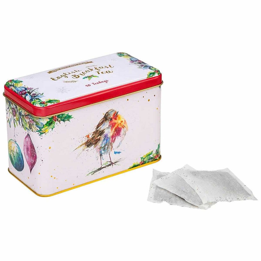 Tea | New English Teas New English Teas Winter Robins Tea Tin With 40 English Breakfast Tea Bags