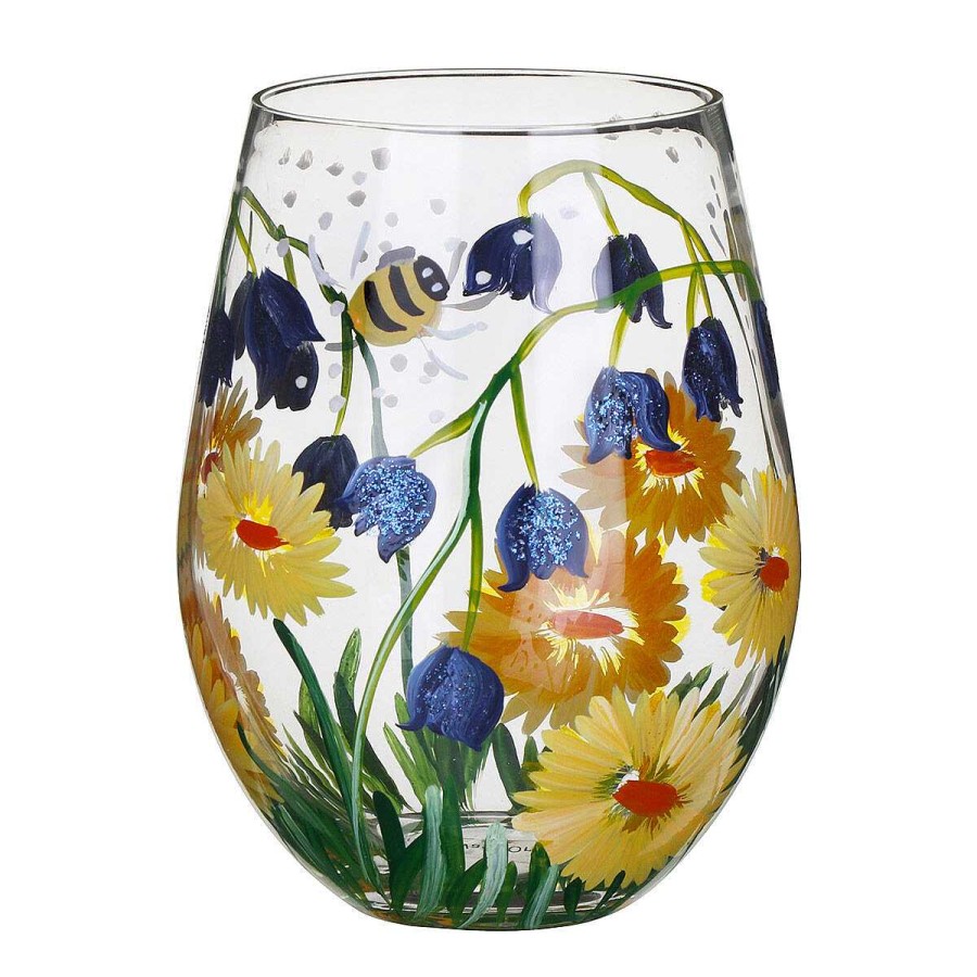 Glassware | Lynsey Johnstone Lynsey Johnstone Bluebells & Dandelion Bees Stemless Glass