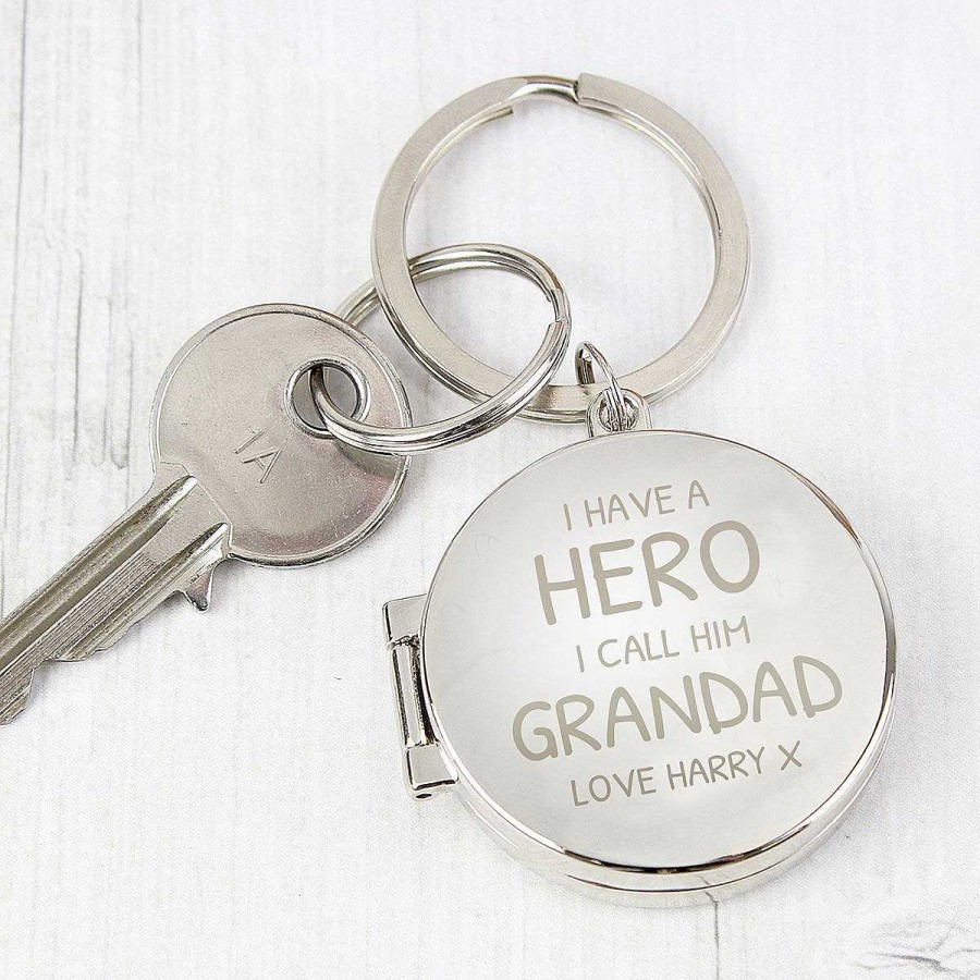 Grandad | Temptation Gifts Personalised I Have A Hero Round Photo Keyring