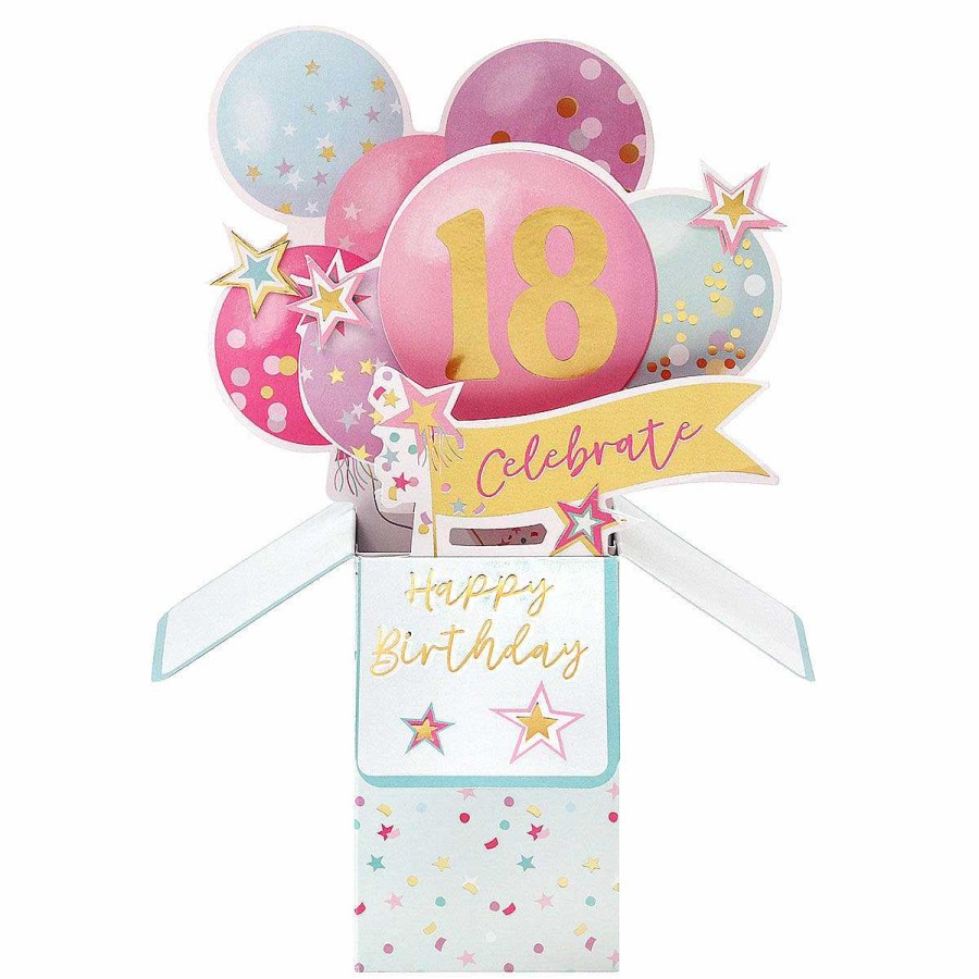 Age Cards | Second Nature Second Nature Clever Cubes Pastel Balloons 18Th Birthday 3D Card