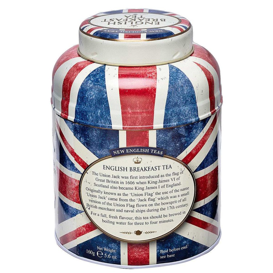 Tea | New English Teas New English Teas Union Jack Round Tea Caddy With 80 English Breakfast Tea Bags