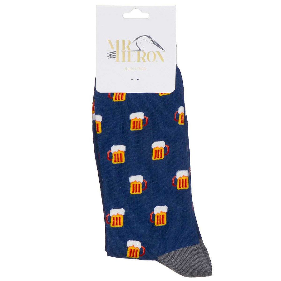 Styles | Mr Heron Mr Heron Navy Beer Men'S Bamboo Socks