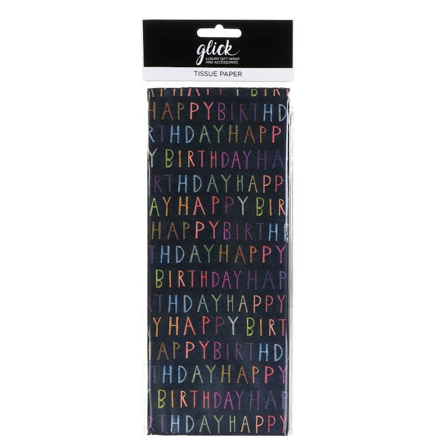 Tissue Paper | Glick Glick Paper Salad Birthday Script Blue Tissue Paper