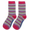 Socks | Miss Sparrow Miss Sparrow Navy Vibrant Stripes Women'S Bamboo Socks