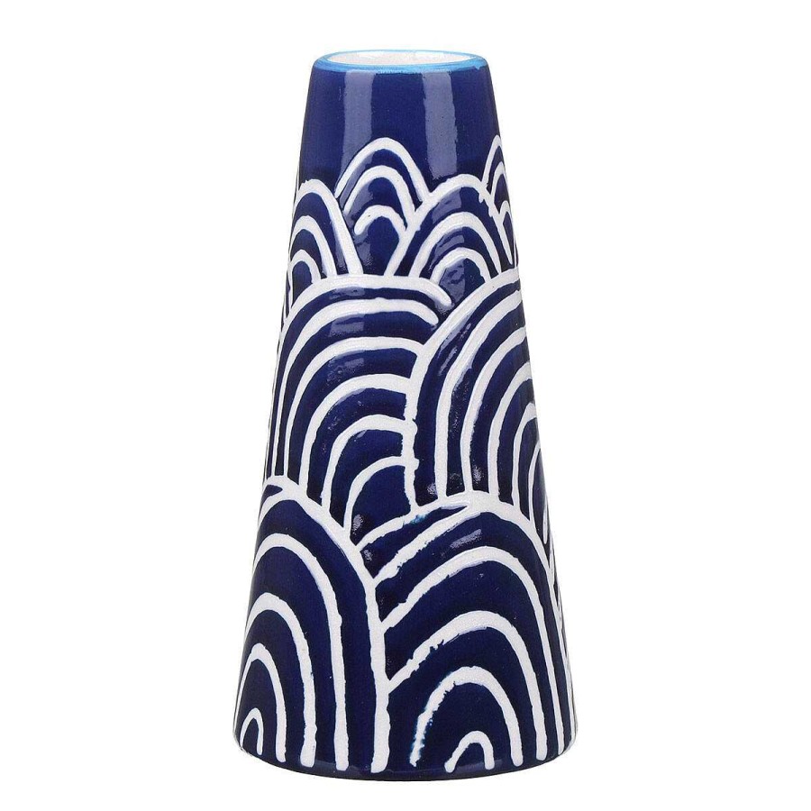 Flower Vases | Langs Langs Indigo Waves Ceramic Bud Vase