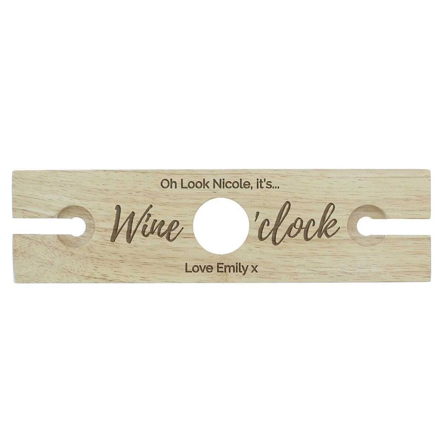 Mum | Temptation Gifts Personalised 'Wine O'Clock' Wine Glass & Bottle Butler