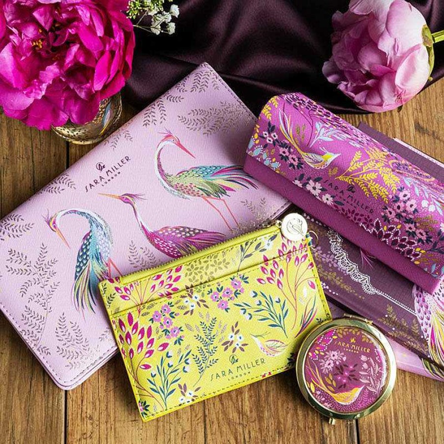 Travel Accessories | Sara Miller Sara Miller Haveli Garden Blossom Pink Dancing Cranes Travel Wallet