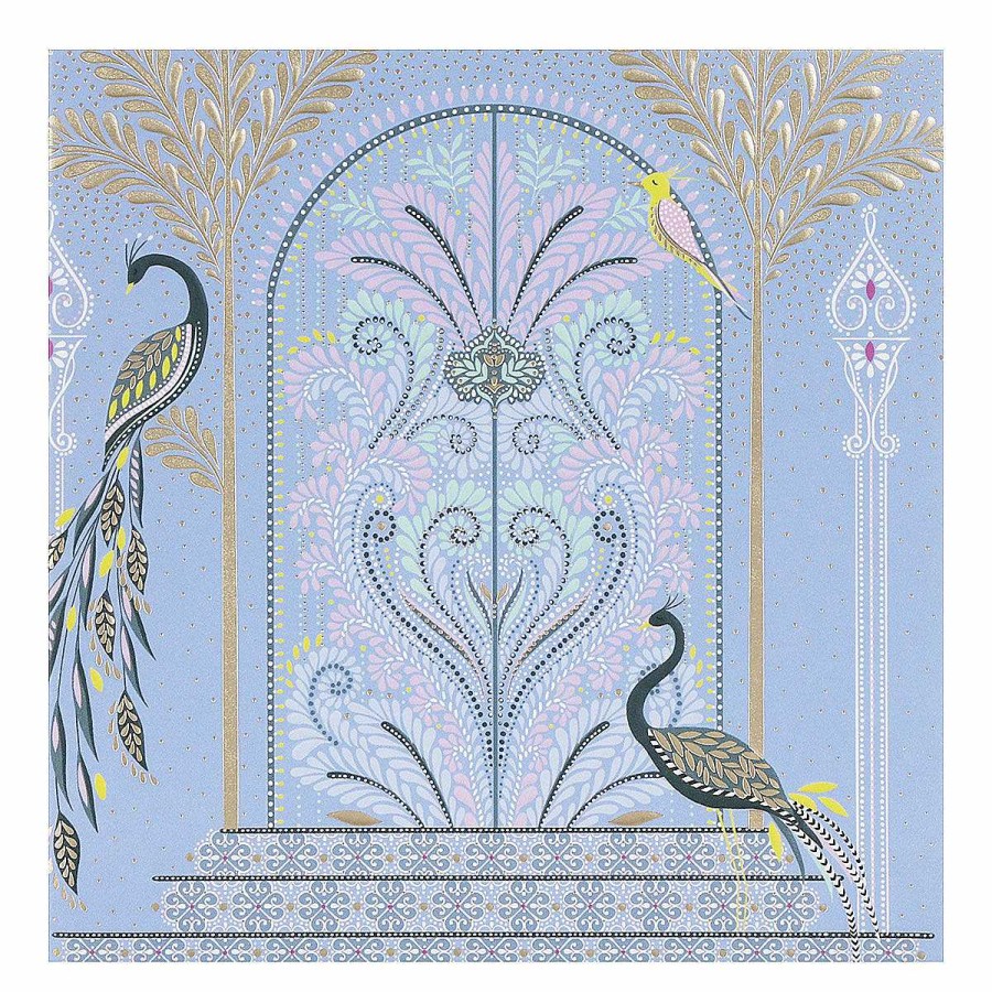 Animals & Birds Cards | Sara Miller Sara Miller Peacocks & Ornate Door Blue Greetings Card