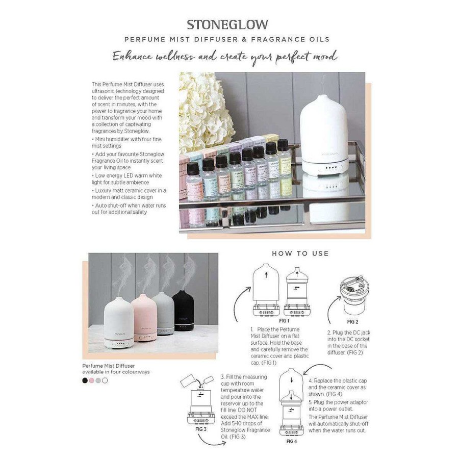 Essential Oils & Diffusers | Stoneglow Stoneglow Modern Classics Perfume Mist Diffuser Grey