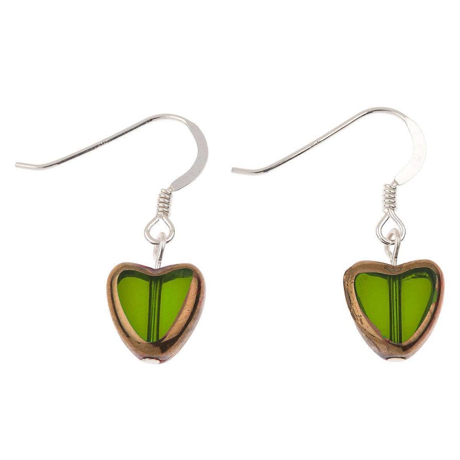 Earrings | Carrie Elspeth Carrie Elspeth Green Gold Edged Hearts Earrings