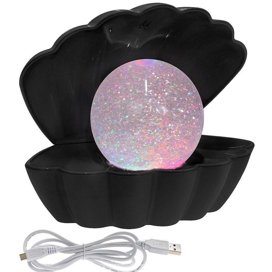 Home Accessories | Temptation Gifts Black Glitter Pearl Seashell Colour Changing Mood Light