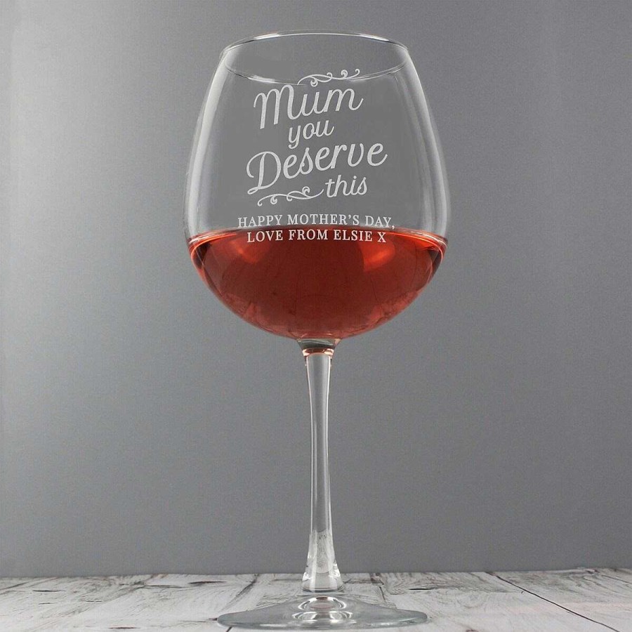 Mum | Temptation Gifts Personalised 'Mum You Deserve This' Gin Balloon Glass