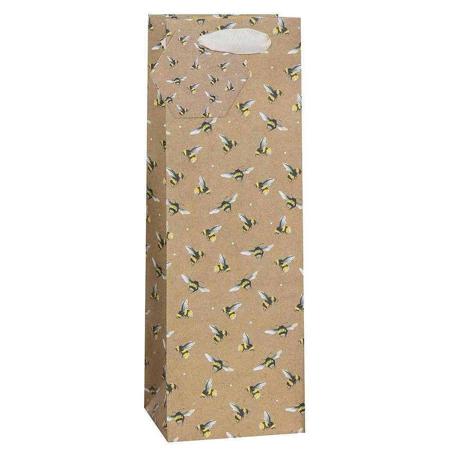 Bottle Gift Bags | Glick Glick Kraft Bees Bottle Gift Bag