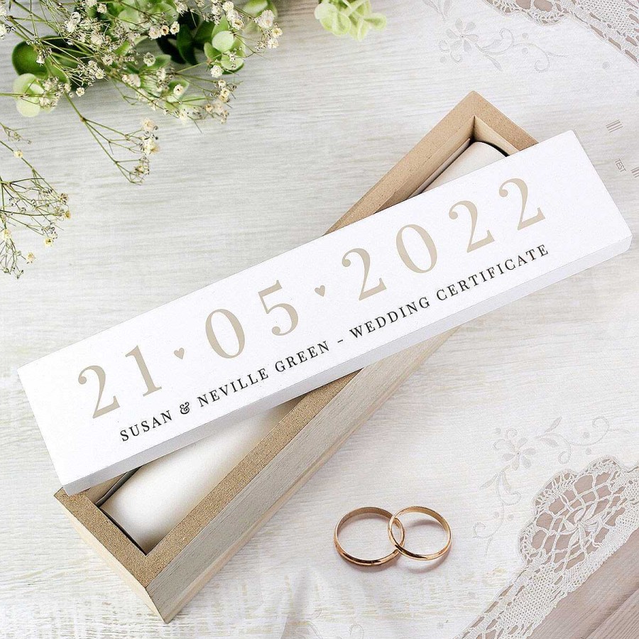 Wedding Accessories & Keepsakes | Temptation Gifts Personalised Big Date Wooden Certificate Holder