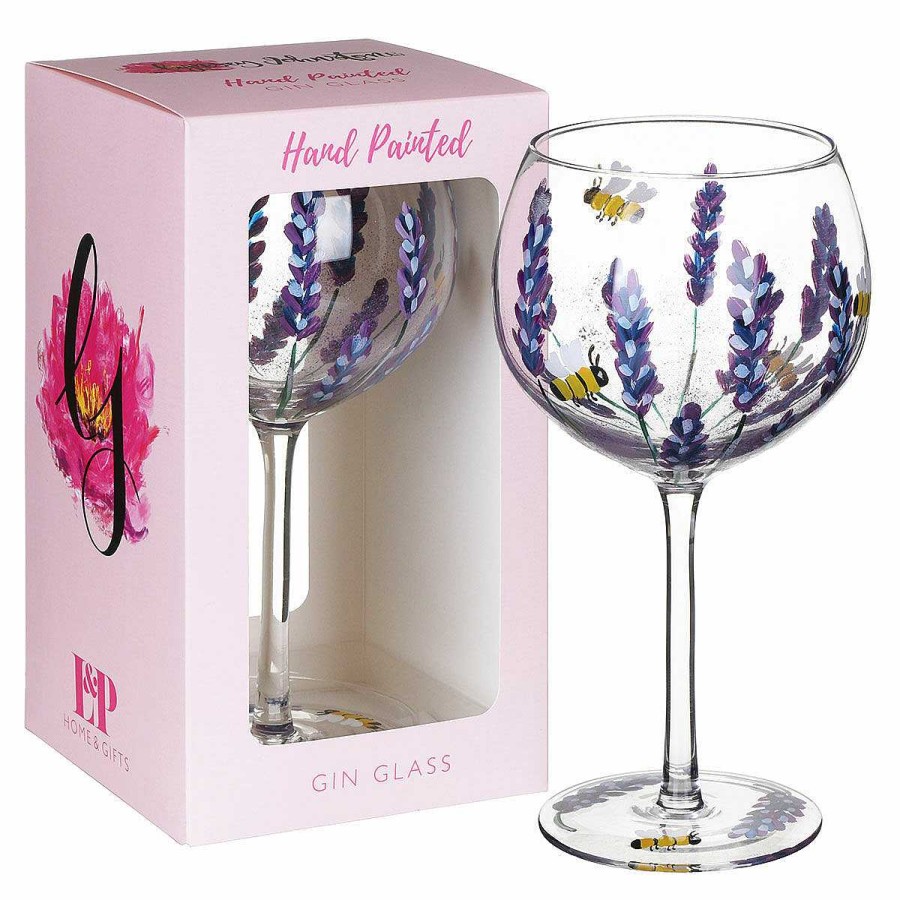 Glassware | Lynsey Johnstone Lynsey Johnstone Hand Painted Bees & Lavender Gin Glass