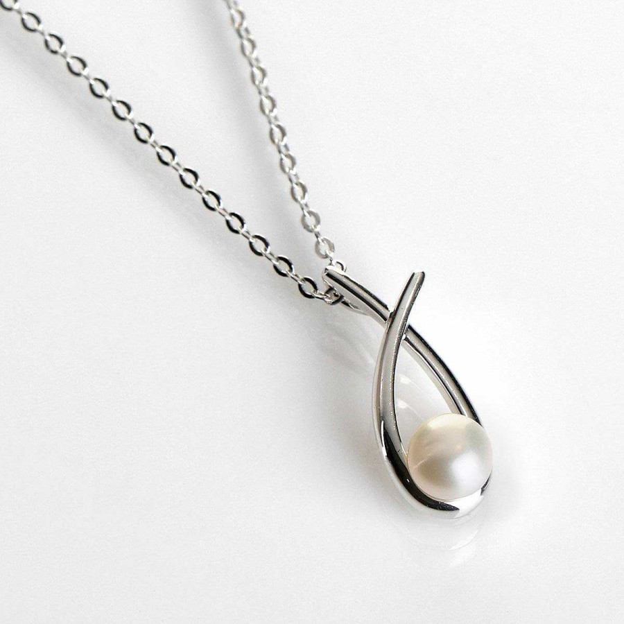 For Bridesmaids | Equilibrium Equilibrium Silver Plated Fresh Water Pearl Kiss Necklace