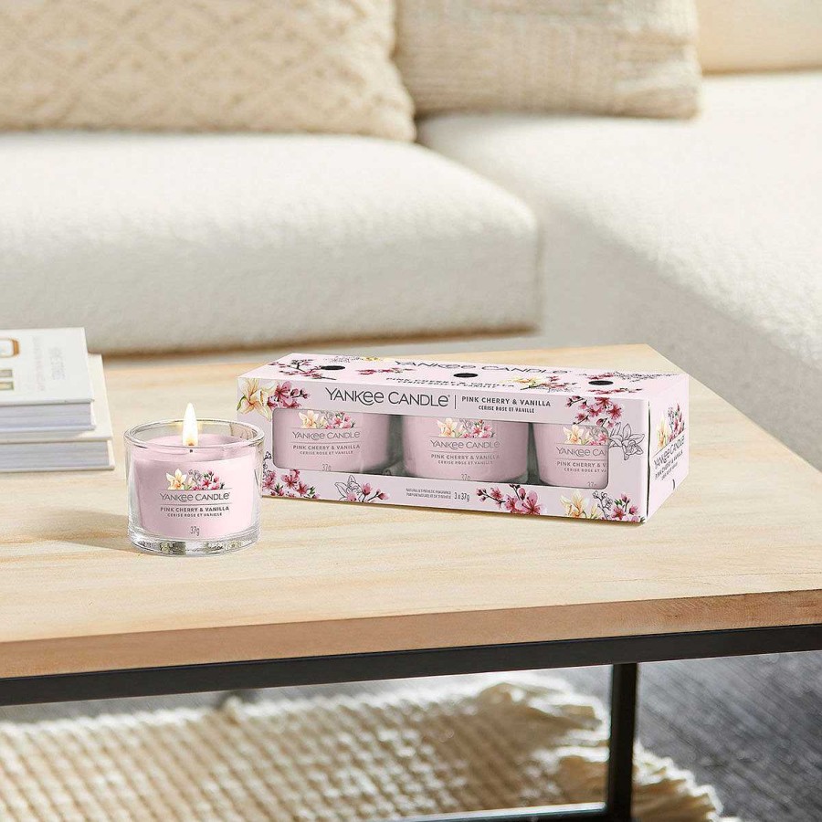 Candles & Fragrance | Yankee Candle Yankee Candle Pink Cherry Vanilla Set Of Three Signature Filled Votives