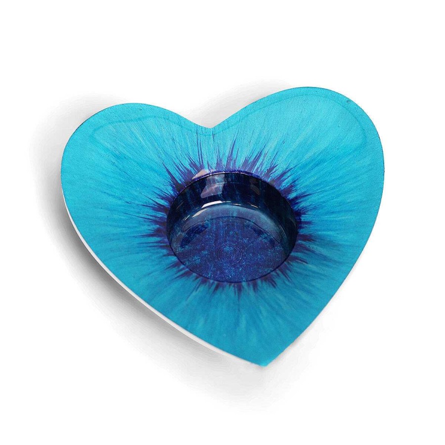 Candles & Fragrance | Tilnar Art Tilnar Art Azeti Brushed Aqua Heart Tealight Holder